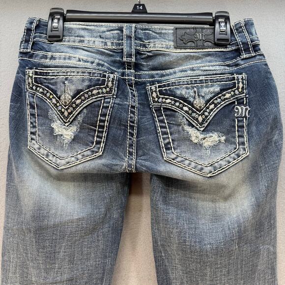 Miss Me Denim - Miss Me Jeans Women's 27x31 Blue Signature Skinny Mystic Embellished Preppy